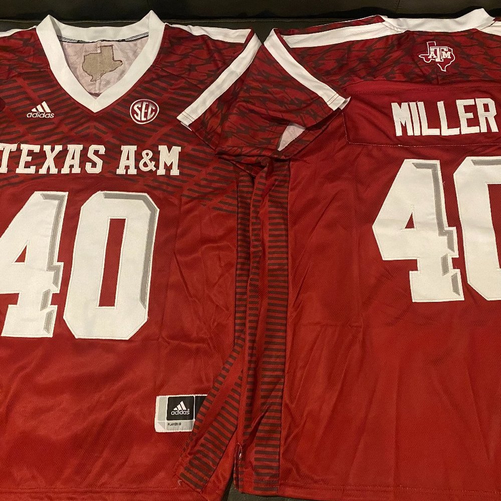 Adidas TEXAS A& M AGGIES VON MILLER Men's JERSEY Sz M,L,XL,2XL New w tags